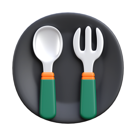 Plates And Spoon  3D Icon