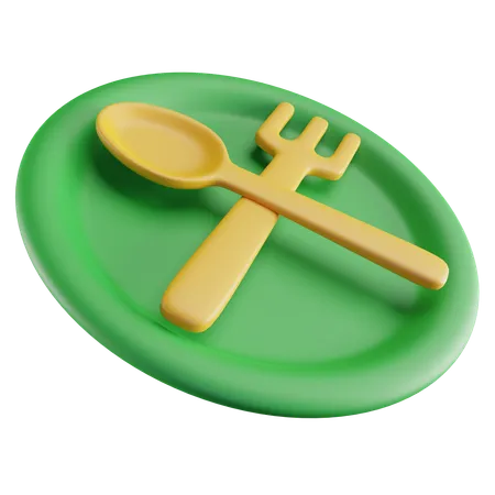 3 D Illustration Of Plates And Spoon 3D Icon