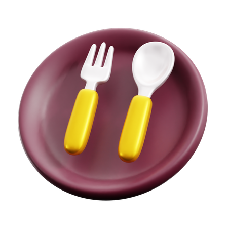 Plates And Spoon  3D Icon