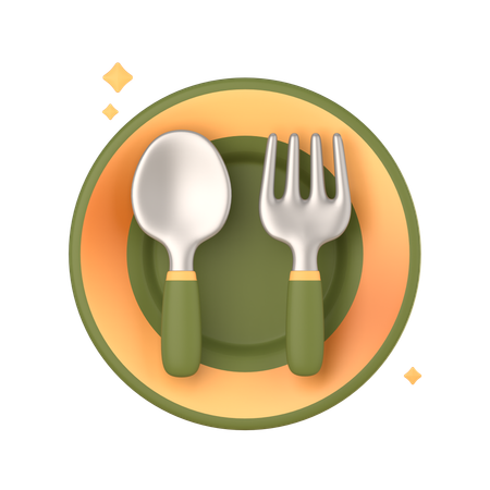 Plates And Spoons  3D Icon