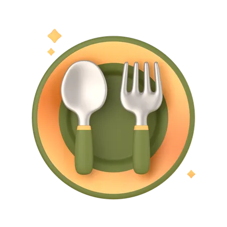 Plates And Spoons  3D Icon