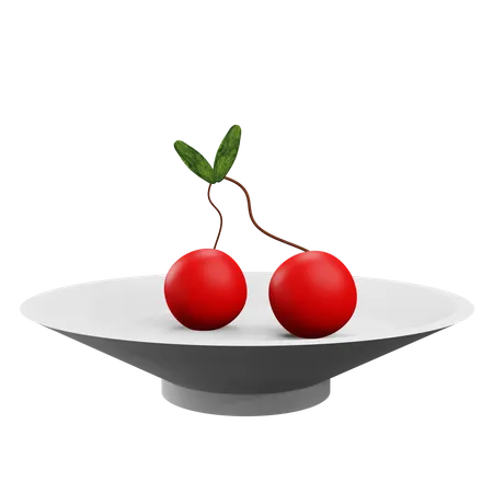 Plato de cerezas  3D Icon