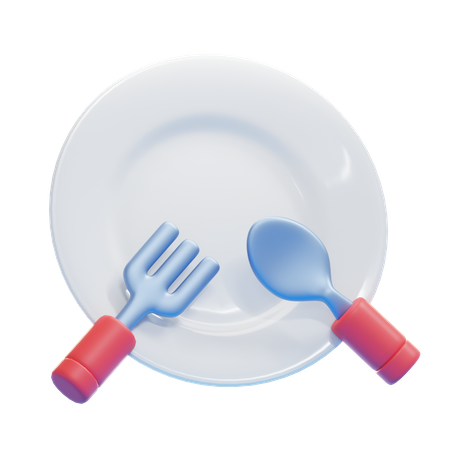 Plato cuchara tenedor  3D Icon