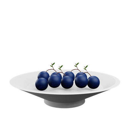 Plato de frutos azules  3D Icon