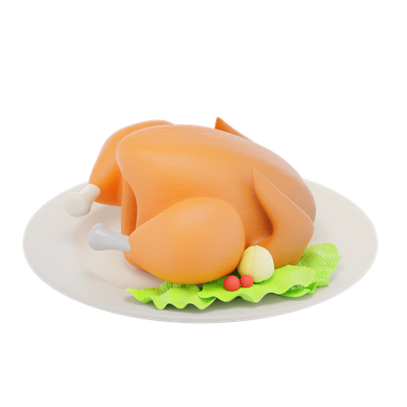 Plato Asado De Pavo  3D Icon