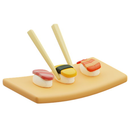 Plato de sushi de salmón  3D Icon