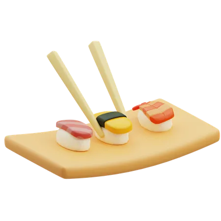 Plato de sushi de salmón  3D Icon
