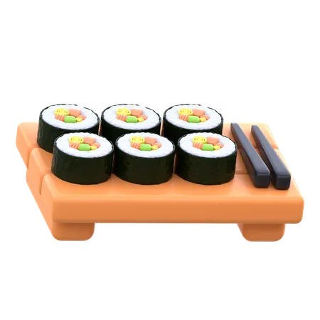 Plato de sushi maki  3D Icon
