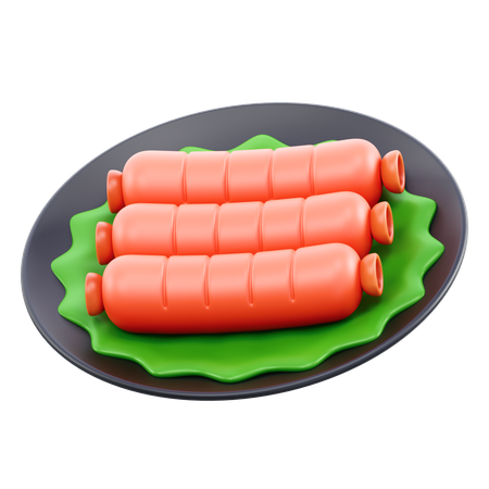 Plato de salchicha  3D Icon