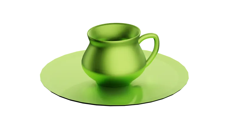 Plato de taza con textura dorada  3D Illustration