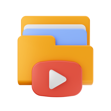Ordner mit der Play-Taste  3D Icon