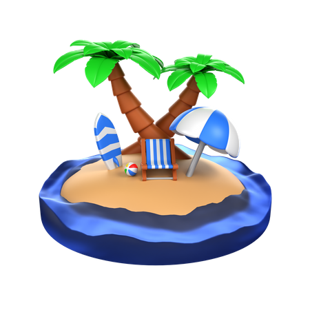 Playa de verano  3D Icon