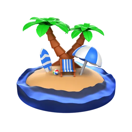 Playa de verano  3D Icon