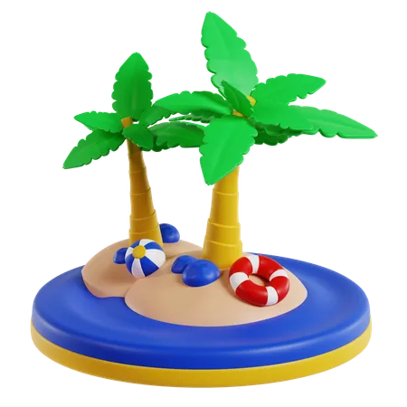 Ilustracion De Vacaciones Y Viajes 3 D De Palmera De Playa 3D Icon
