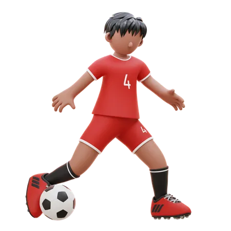 Player Gives Hard Kick To Ball  3D Illustration