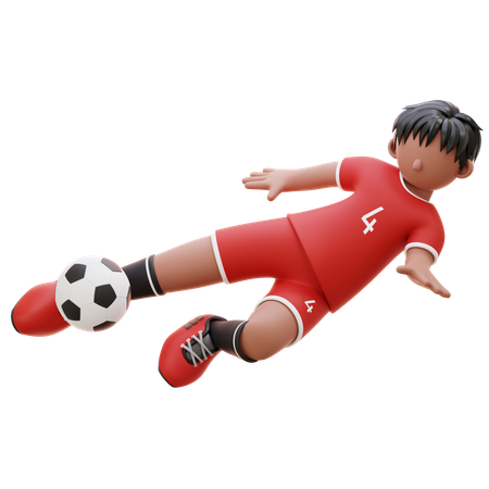 Player Gives High Kick To Ball  3D Illustration