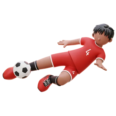 Player Gives High Kick To Ball  3D Illustration
