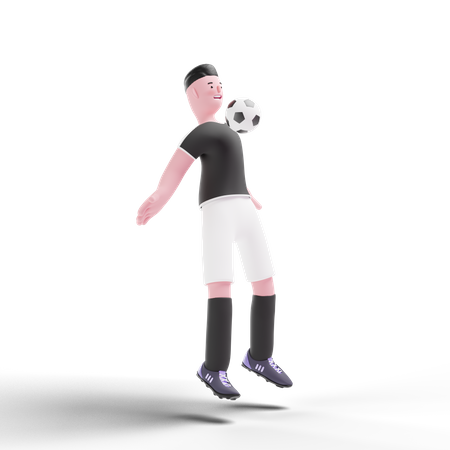 Player handling ball with chest  3D Illustration