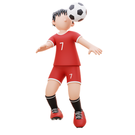 Player Hits The Ball With Head  3D Illustration