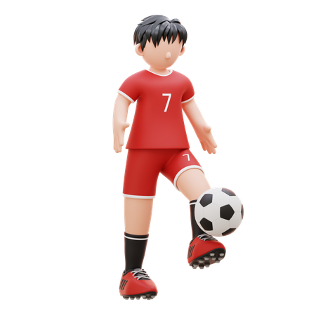 Player Is Hovering Ball On The Ground  3D Illustration