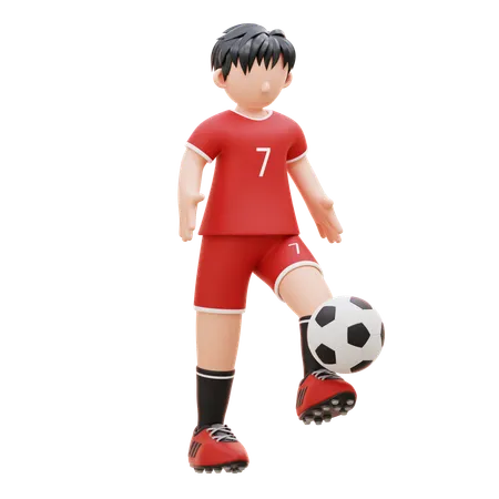 Player Is Hovering Ball On The Ground  3D Illustration