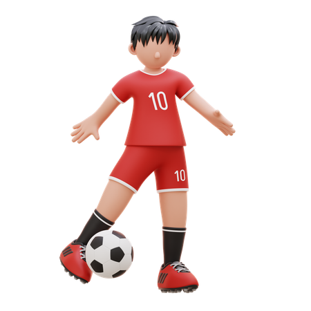 Player Kicks The Ball  3D Illustration