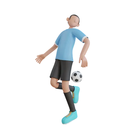 Player Playing With Soccer Ball  3D Illustration