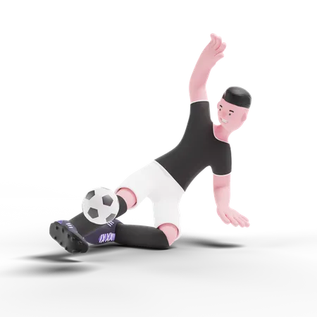 Player tackling football  3D Illustration