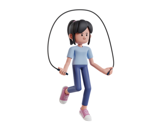 Playful Jumping Rope In Bright Colors  3D Illustration