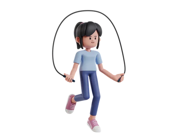 Playful Jumping Rope In Bright Colors  3D Illustration