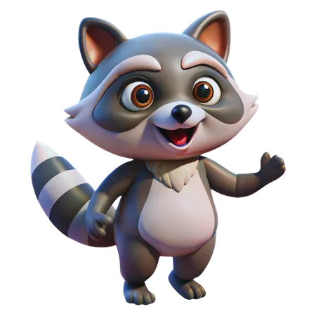 Playful Raccoon  3D Icon