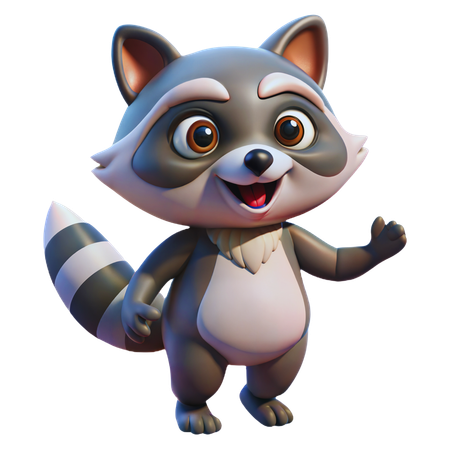 Playful Raccoon  3D Icon