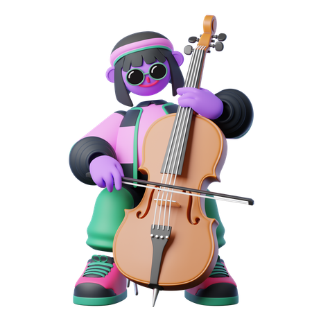 Playing Cello  3D Illustration