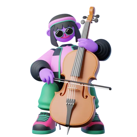 Playing Cello  3D Illustration