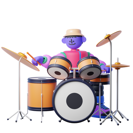 Playing Drumset  3D Icon