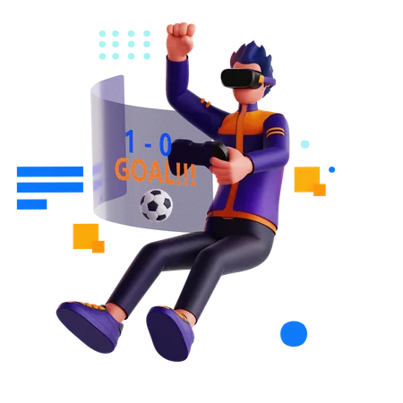 Playing Football Game  3D Illustration