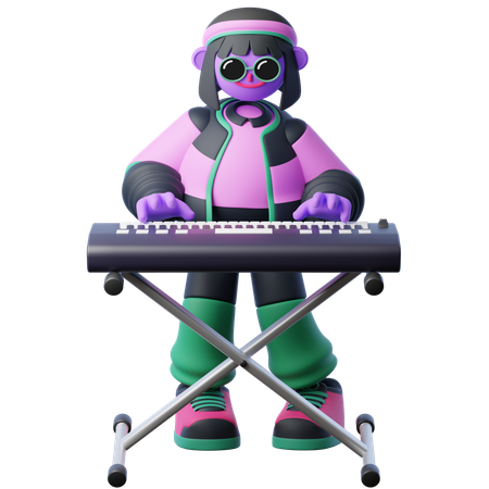 Playing Keyboard  3D Illustration