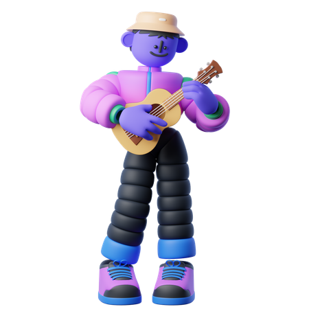 Playing Ukulele  3D Illustration