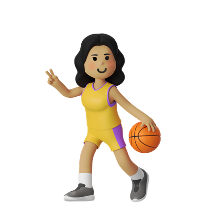 Playmaker Basketball Player Girl  3D Illustration