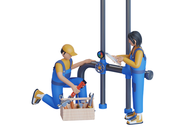 Plombier masculin vérifiant les pipelines  3D Icon