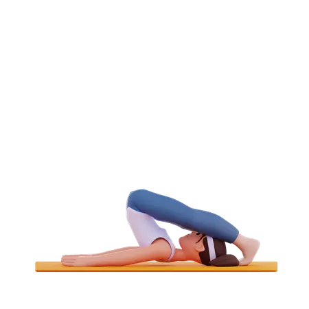Plough Yoga Pose  3D Illustration
