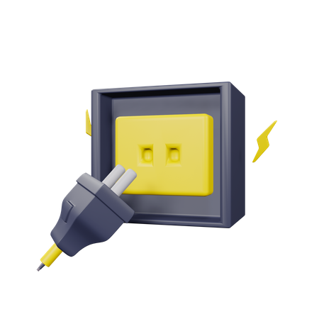 Plugin in socket  3D Illustration