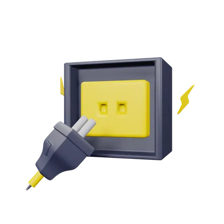 Plugin in socket  3D Illustration