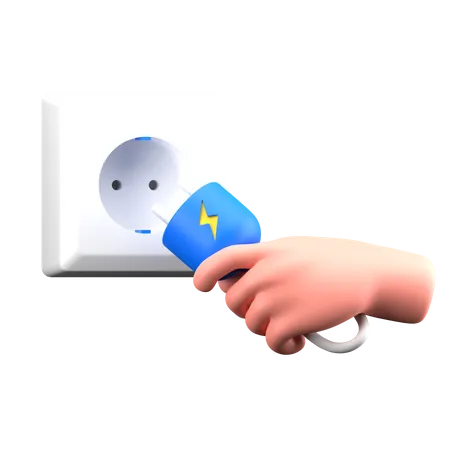 Mão segurando o plugue de alimentação  3D Icon