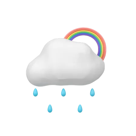 Pluie avec arc-en-ciel  3D Icon