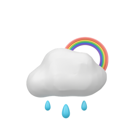 Pluie avec arc-en-ciel  3D Icon