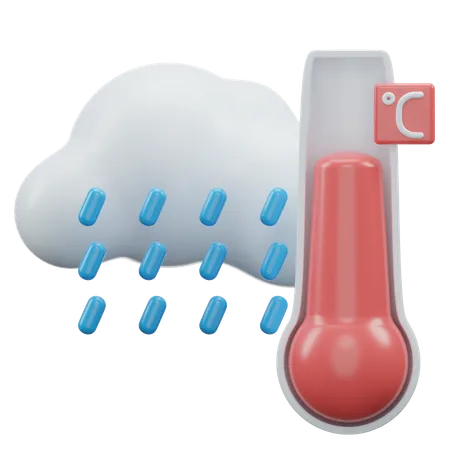 Température de la pluie en degrés Celsius  3D Icon