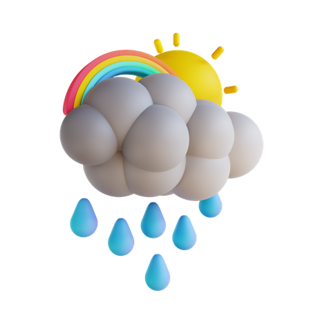 Pluie et arc-en-ciel  3D Illustration