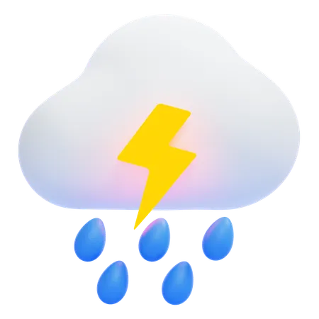 Pluie et orage  3D Icon