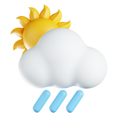 Nuage de pluie et soleil  3D Icon